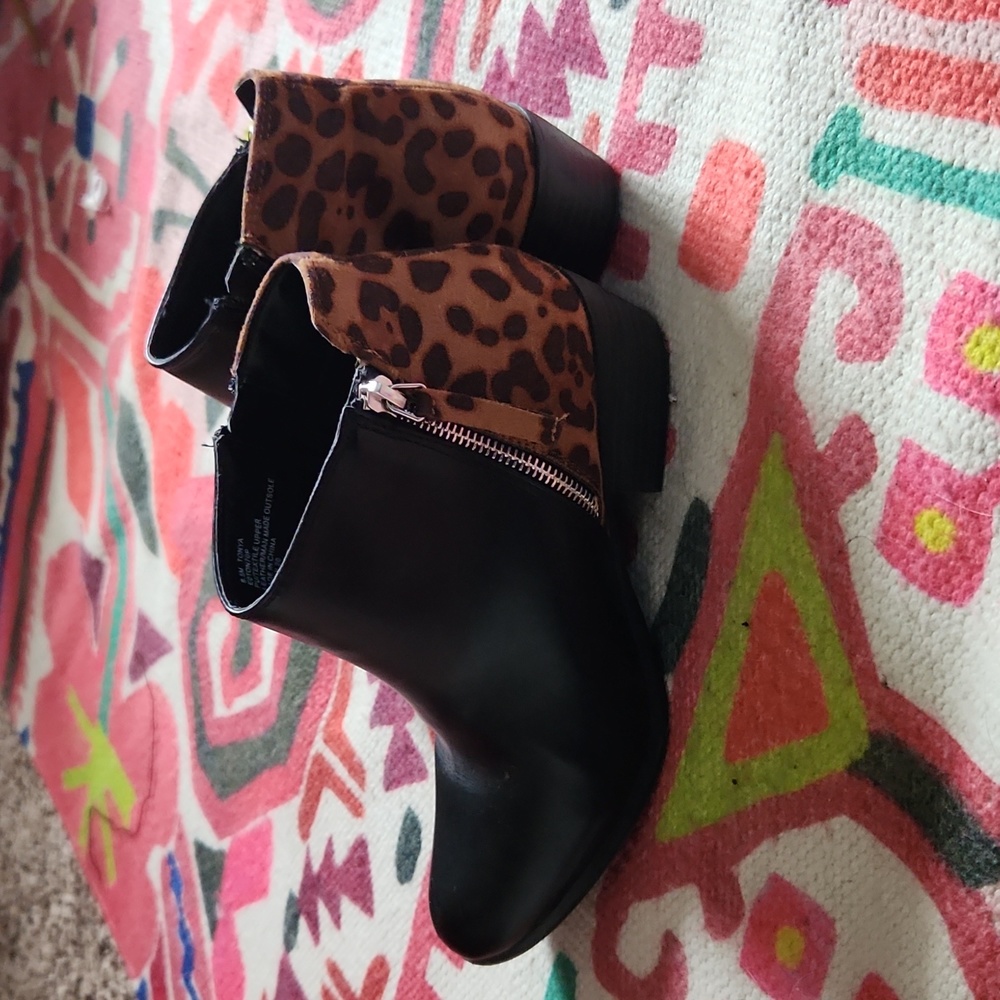 Esprit Black Leopard Ankle Boots Size 6.5